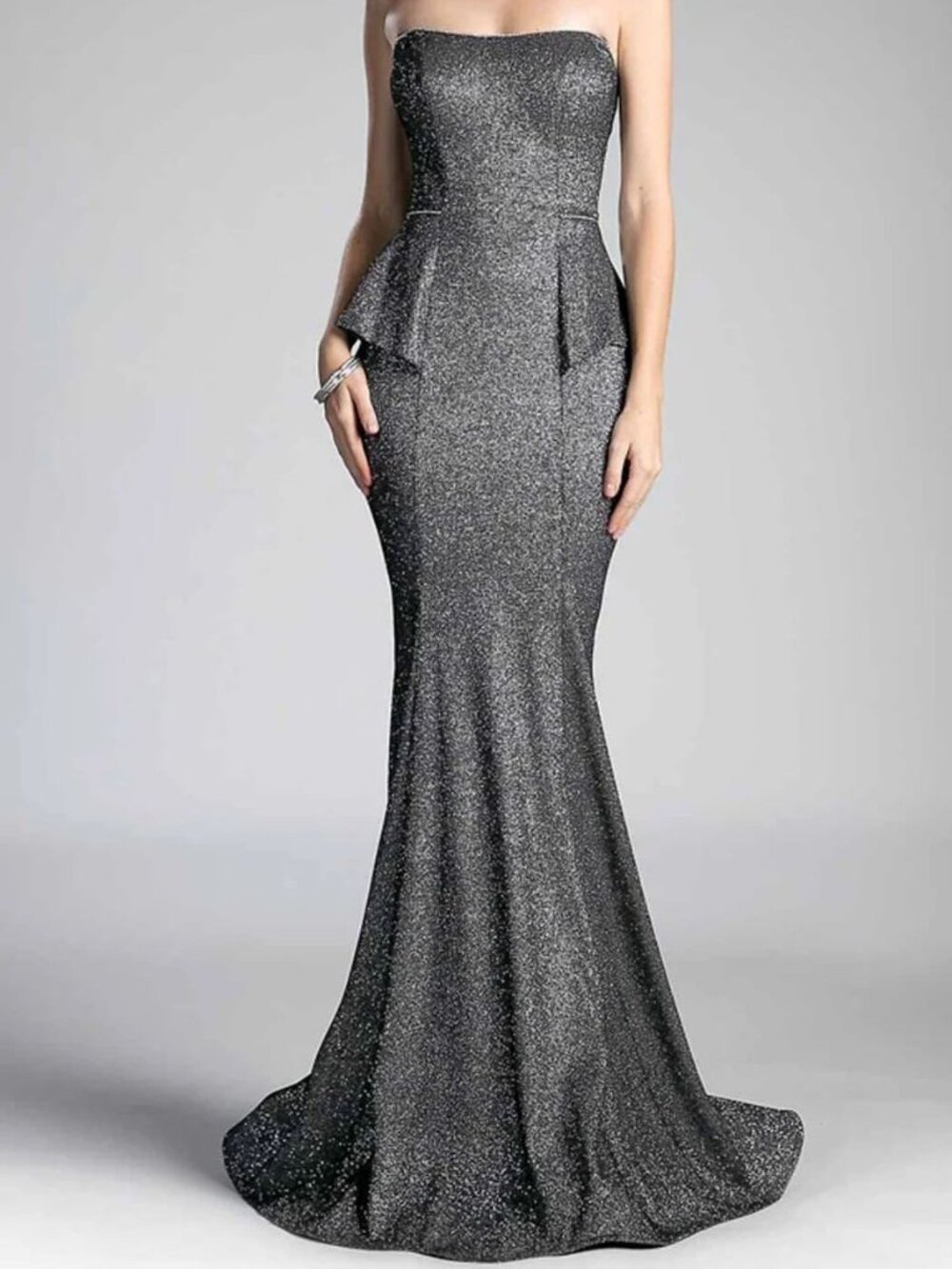 NWT ANDREA & LEO COUTURE STYLE # 5025 BLACK RHINESTONE STRAPLESS GOWN SIZE 8